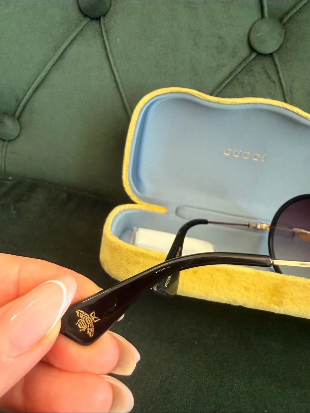 Authentic Gucci Round Black Sunglasses - Black Lenses